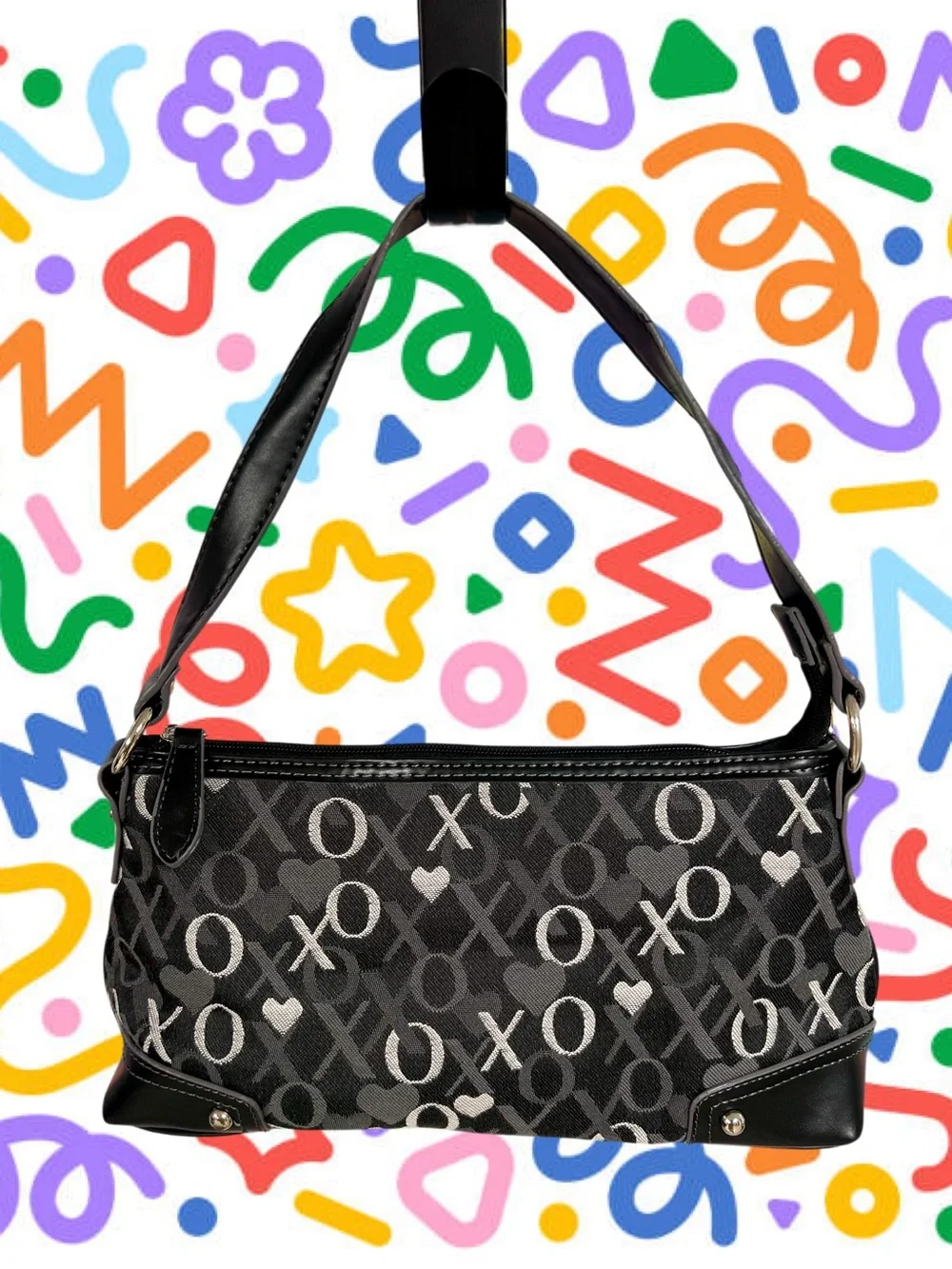 XOXO y2k black and white exes and ohs purse